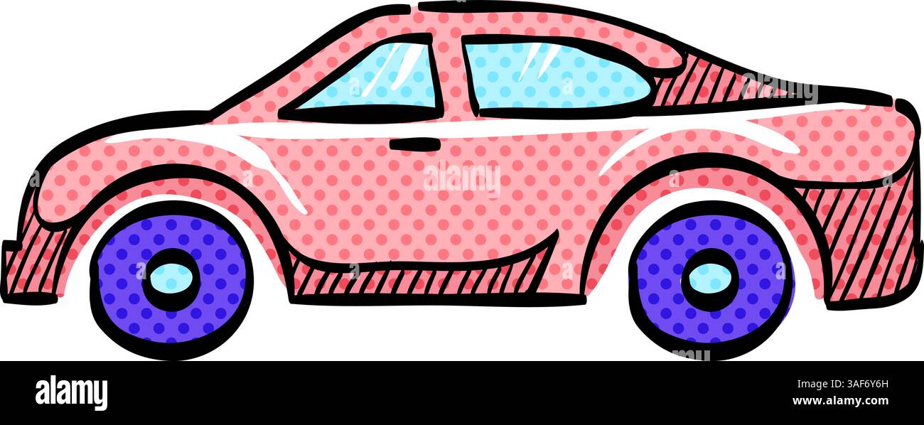 Car halftone icon hand drawn color vector illustration Stock Vector ...