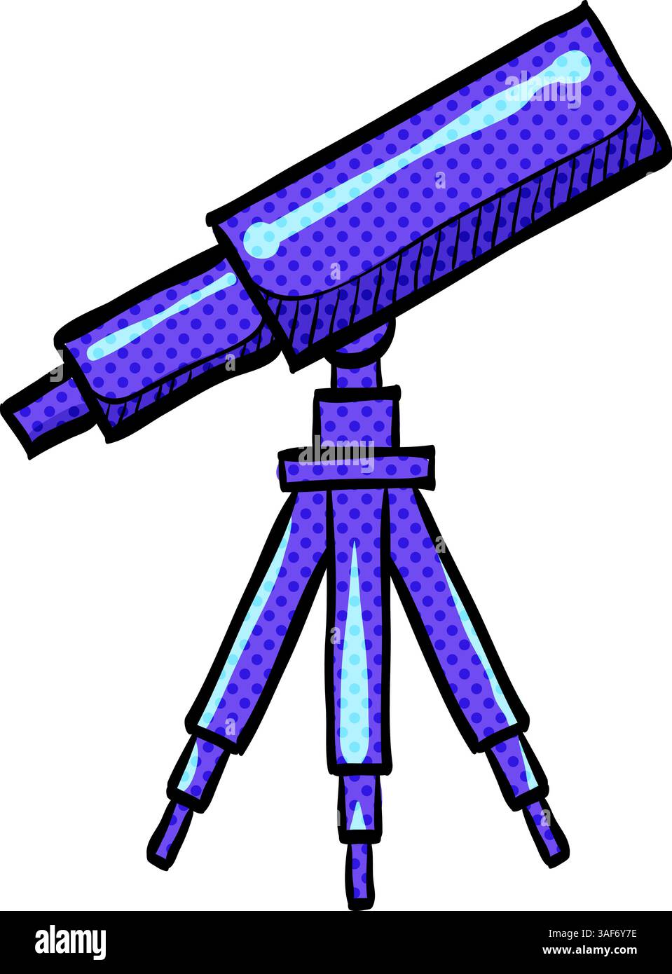 Telescope halftone icon hand drawn color vector illustration Stock Vector