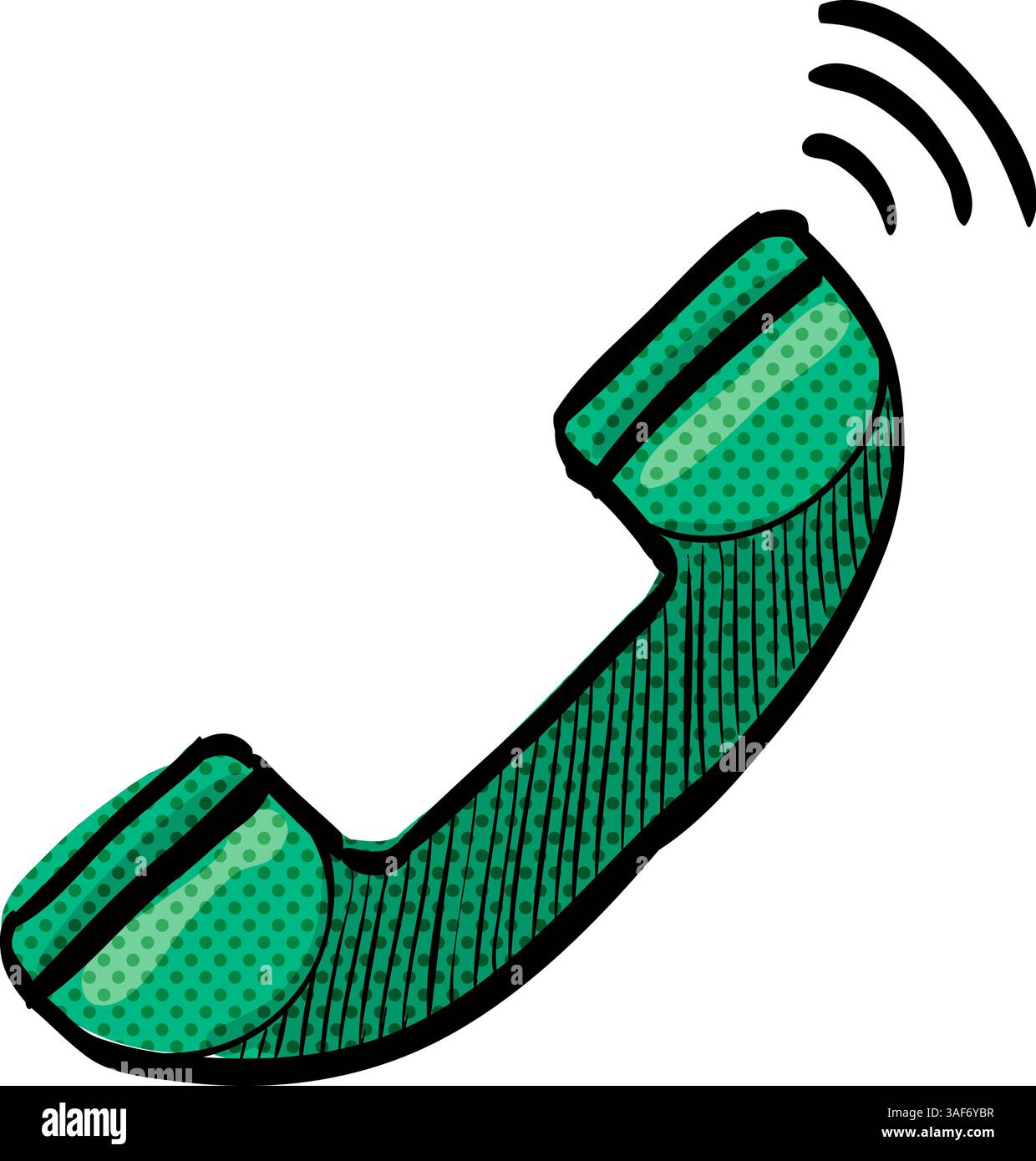 Wireless phone halftone icon hand drawn color vector illustration Stock ...