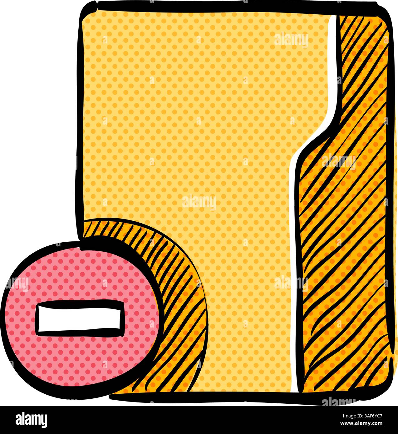 Folder halftone icon hand drawn color vector illustration Stock Vector