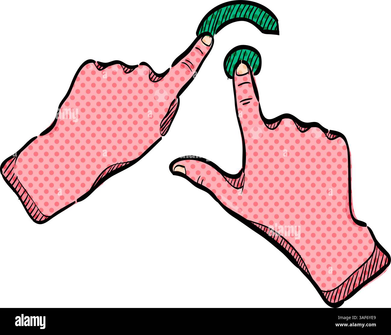 Finger gesture halftone icon hand drawn color vector illustration Stock ...