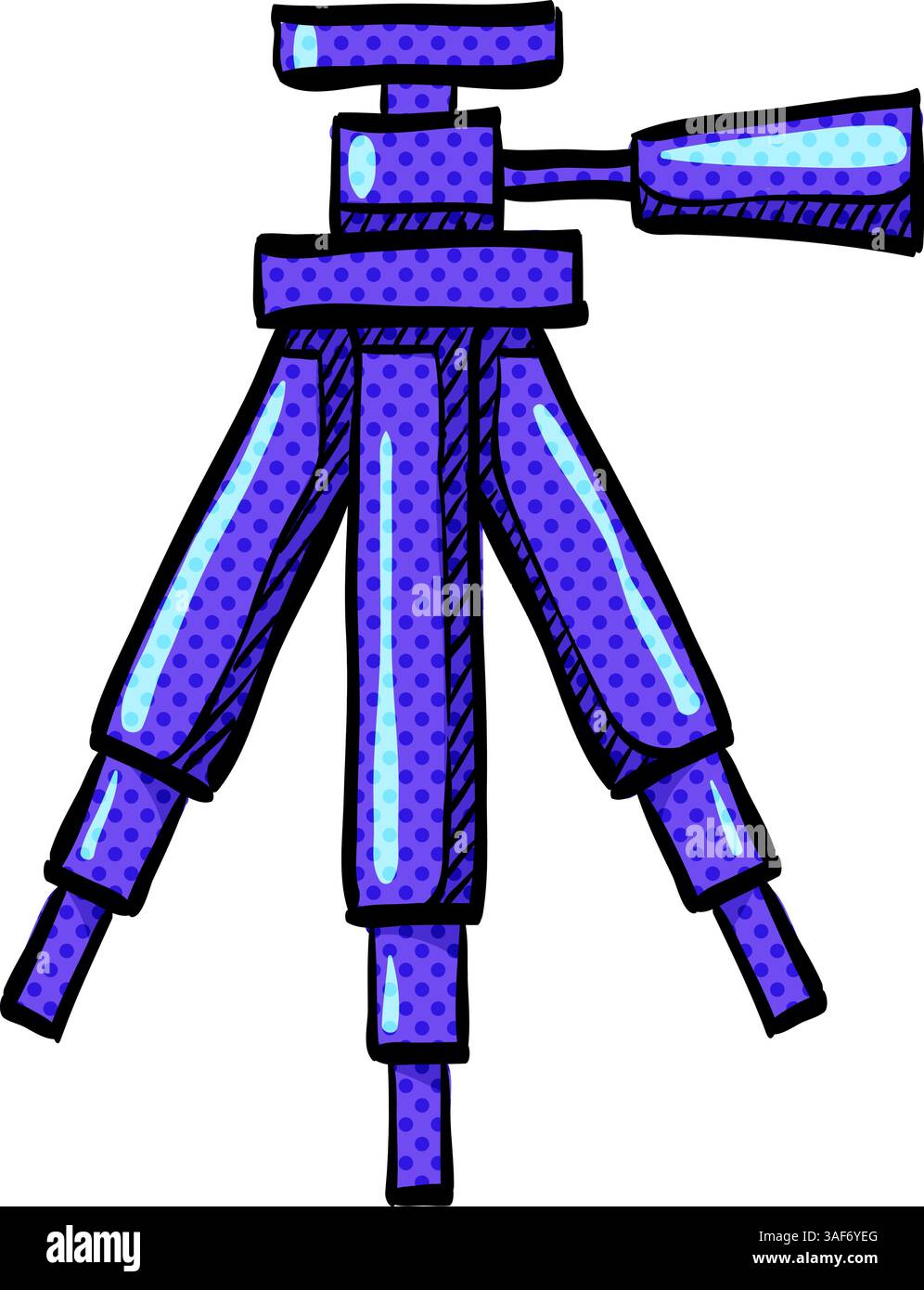 Camera tripod halftone icon hand drawn color vector illustration Stock Vector
