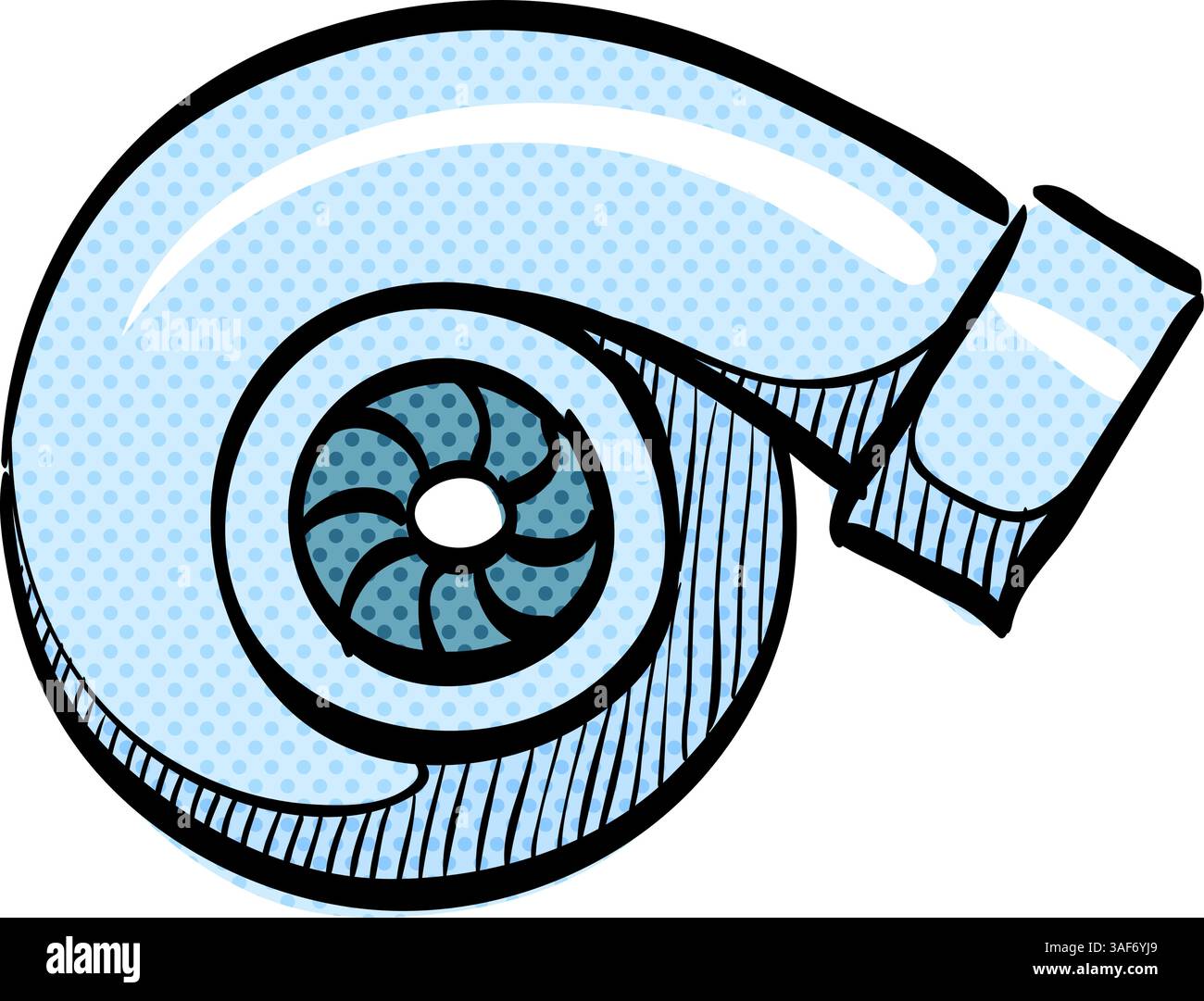 Turbo charger halftone icon hand drawn color vector illustration Stock ...