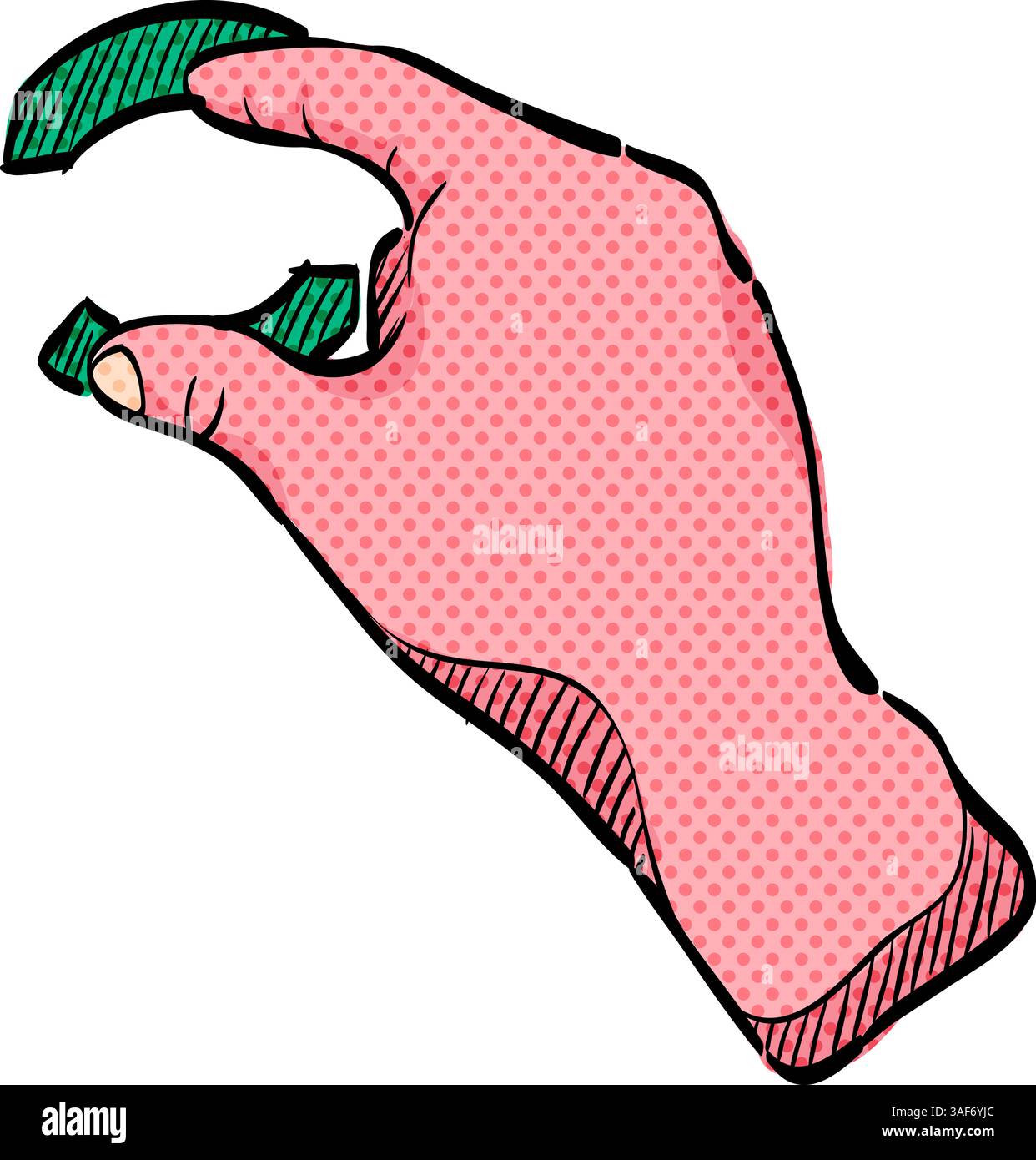 Finger gesture halftone icon hand drawn color vector illustration Stock ...