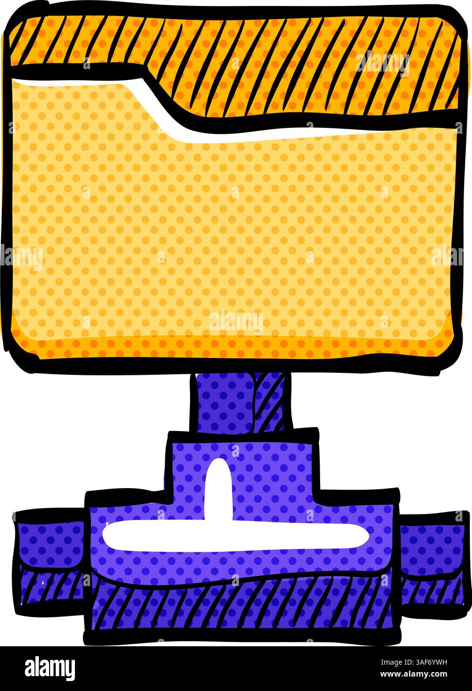 Shared folder halftone icon hand drawn color vector illustration Stock Vector