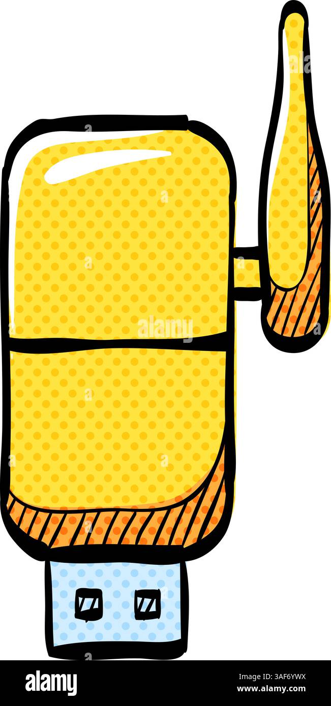 Wireless receiver halftone icon hand drawn color vector illustration Stock Vector