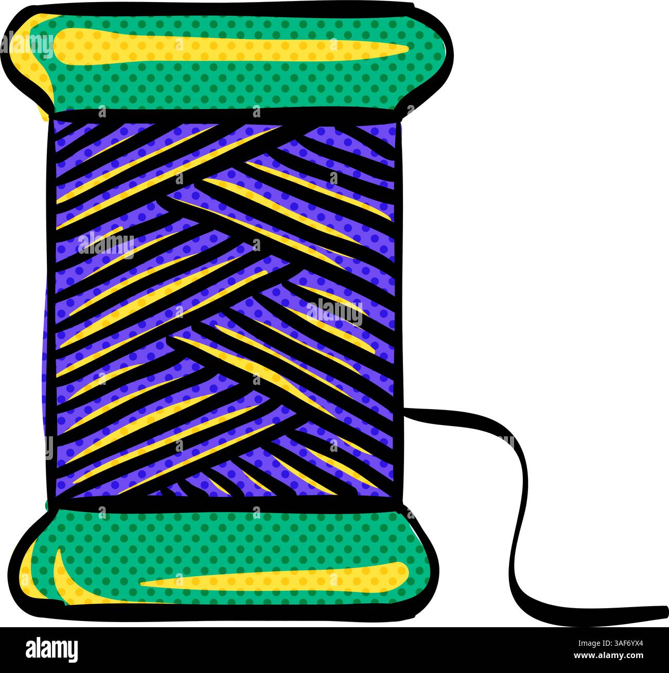 Yarn halftone icon hand drawn color vector illustration Stock Vector