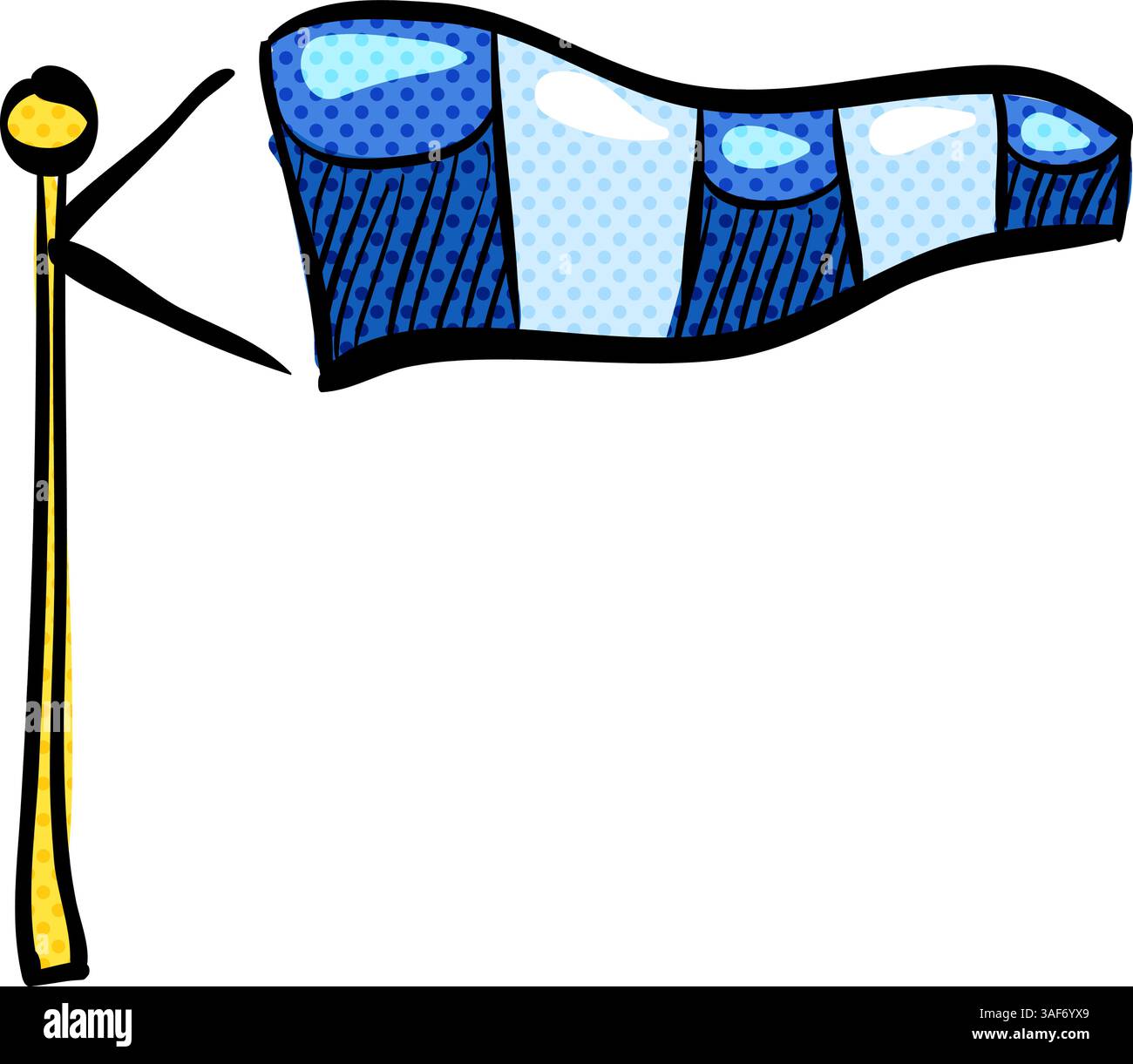 Windsock halftone icon hand drawn color vector illustration Stock Vector