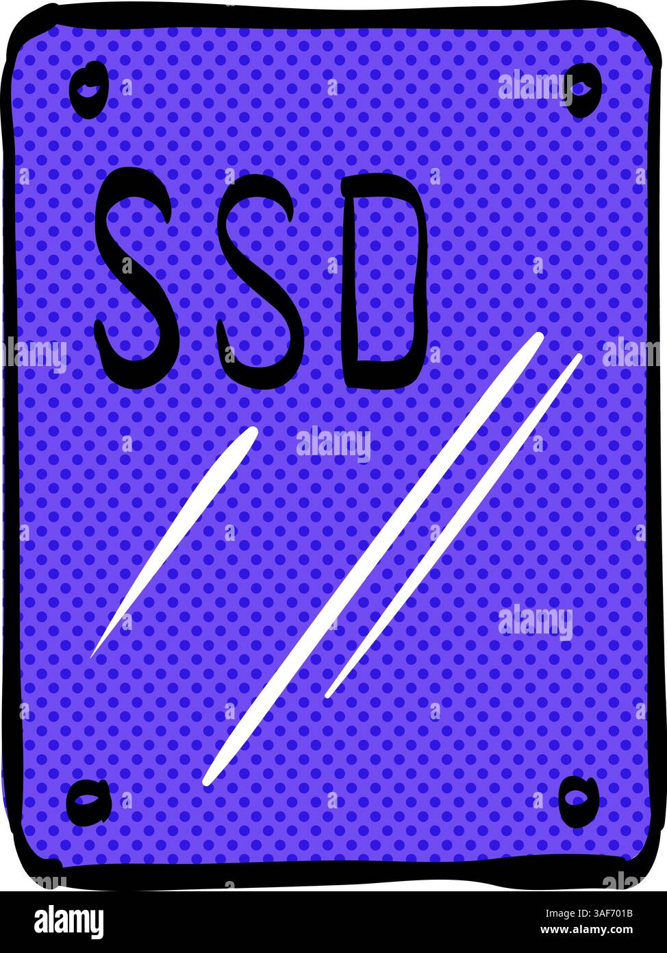 Solid state drive halftone icon hand drawn color vector illustration Stock Vector
