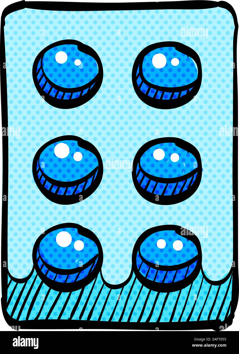 Pills halftone icon hand drawn color vector illustration Stock Vector