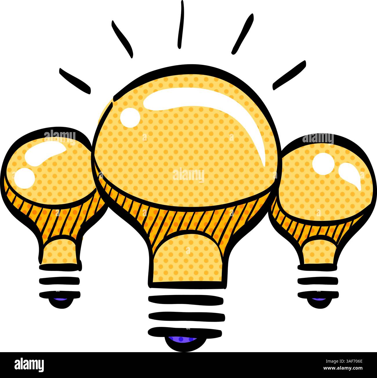 Light bulb halftone icon hand drawn color vector illustration Stock Vector