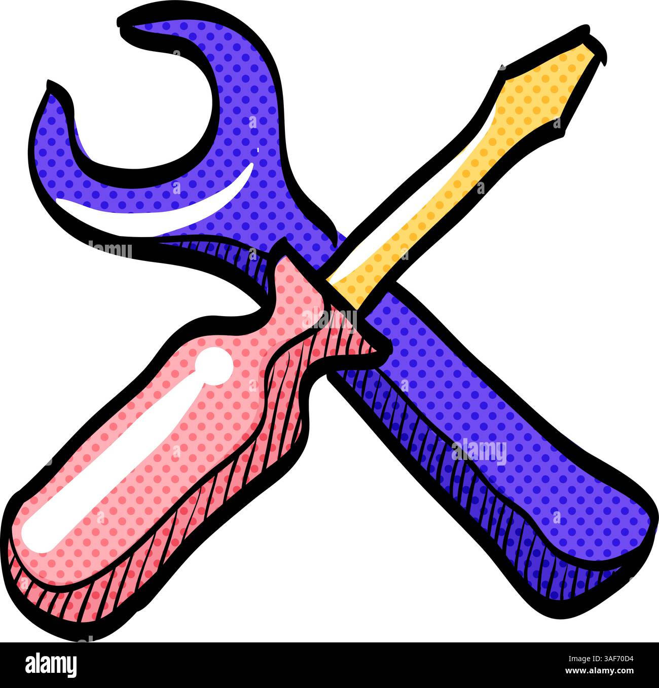 Bicycle tools halftone icon hand drawn color vector illustration Stock Vector