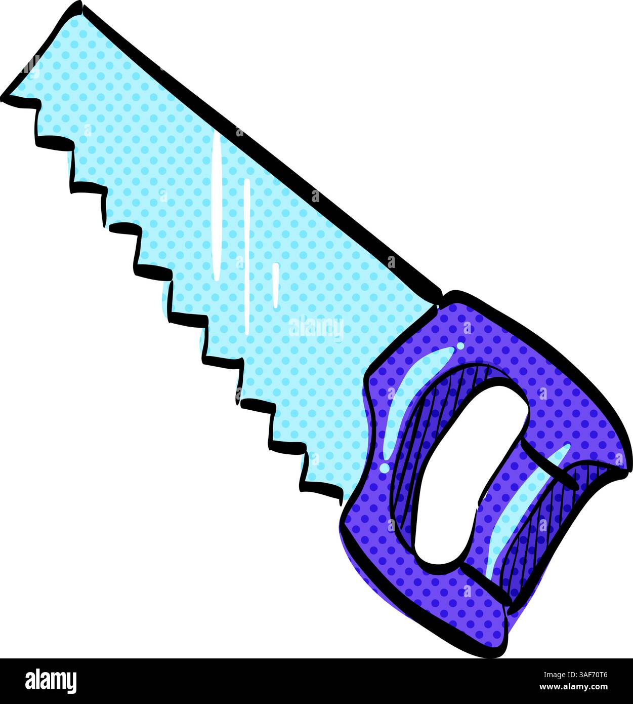 Hand saw halftone icon hand drawn color vector illustration Stock ...
