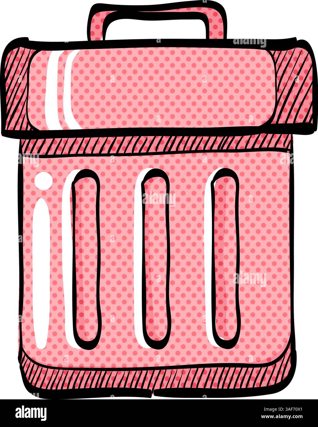 Trash bin halftone icon hand drawn color vector illustration Stock Vector