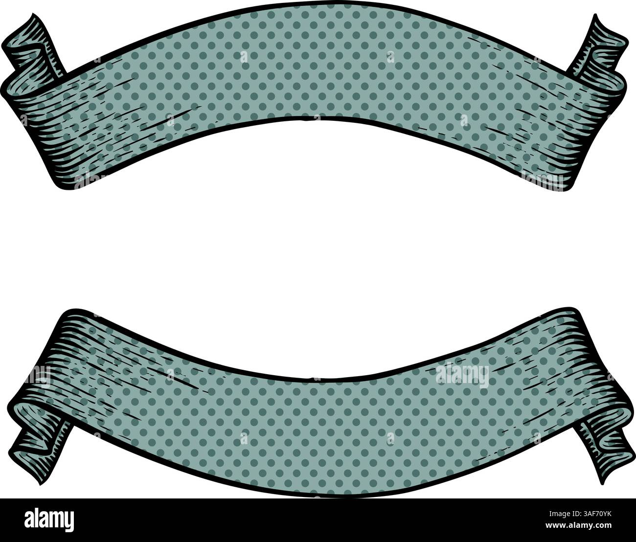 Hand drawn ribbon banners halftone color vector illustration Stock ...