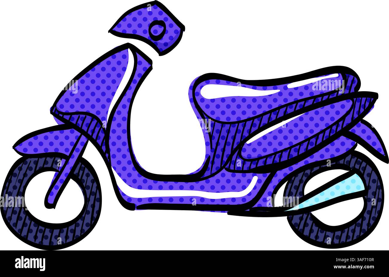 Motorcycle halftone icon hand drawn color vector illustration Stock Vector