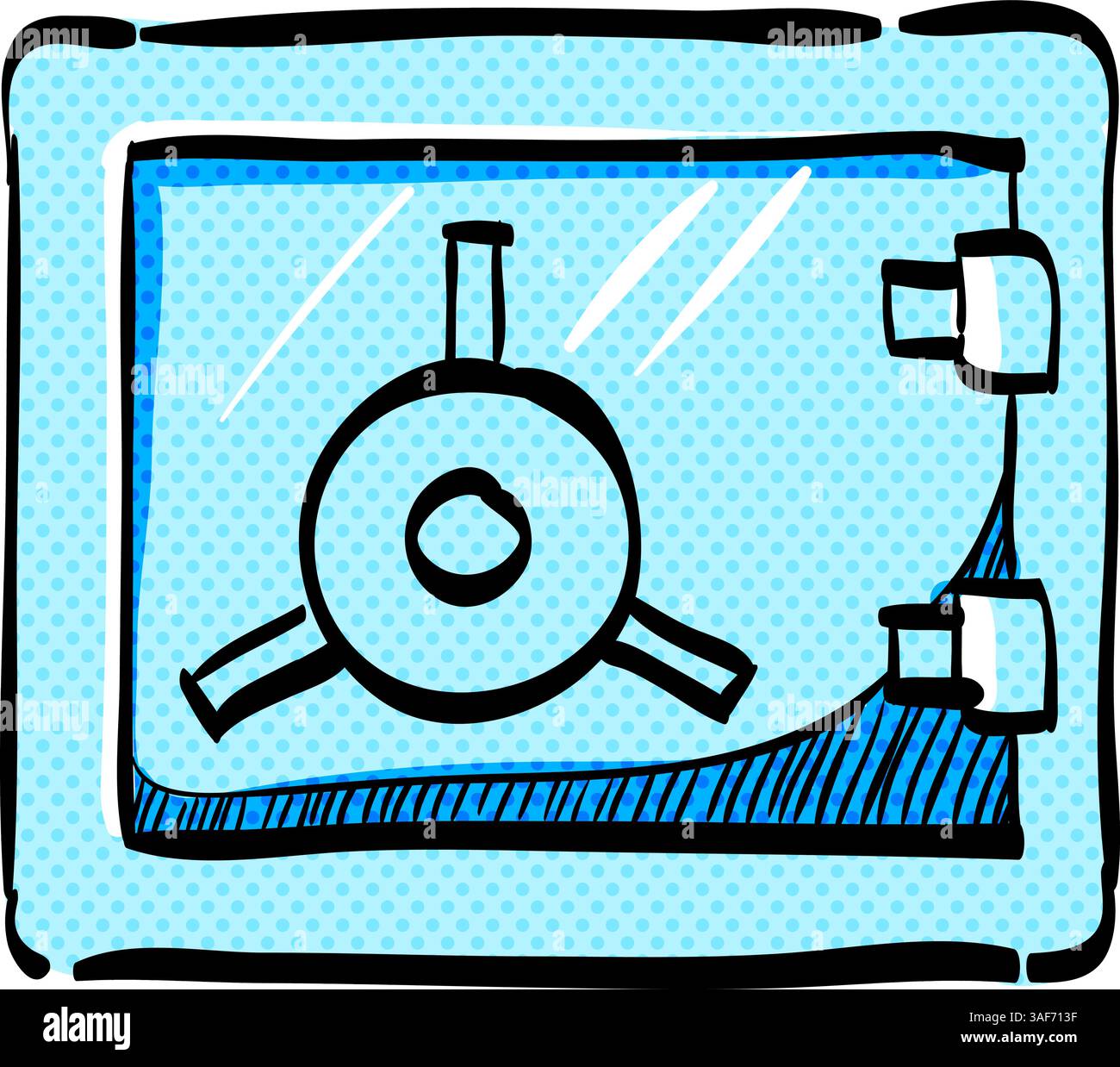 Safe box halftone icon hand drawn color vector illustration Stock Vector