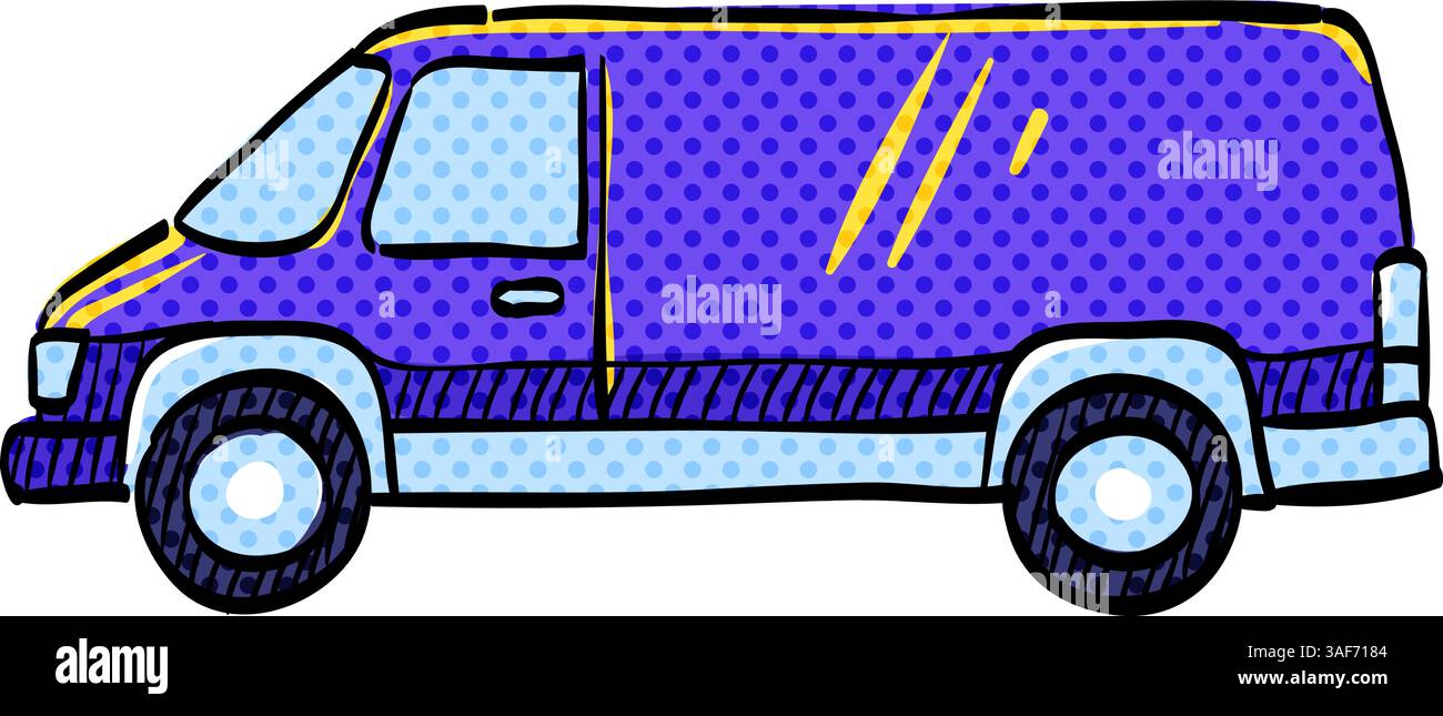 Car halftone icon hand drawn color vector illustration Stock Vector ...