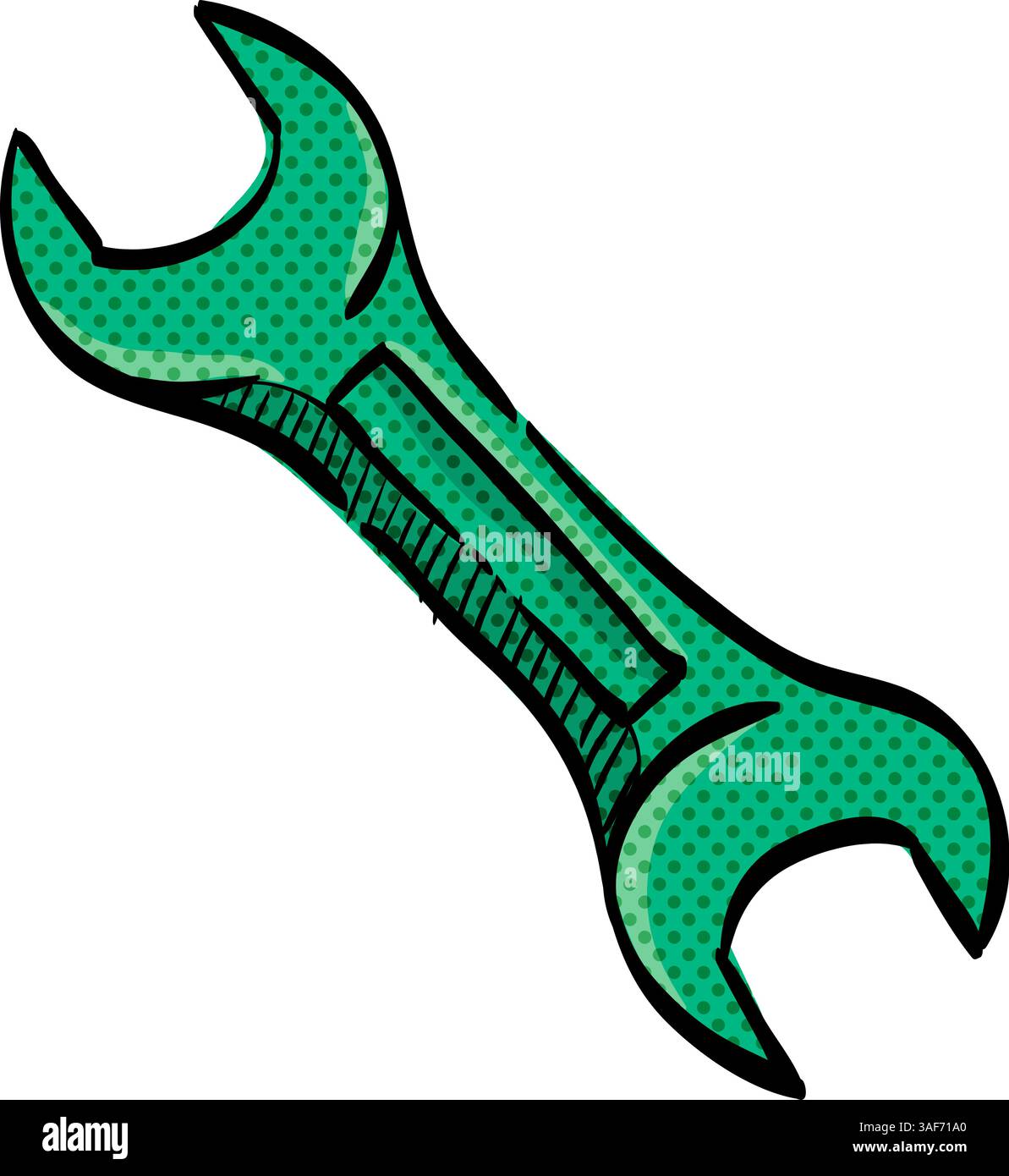 Bicycle tools halftone icon hand drawn color vector illustration Stock Vector