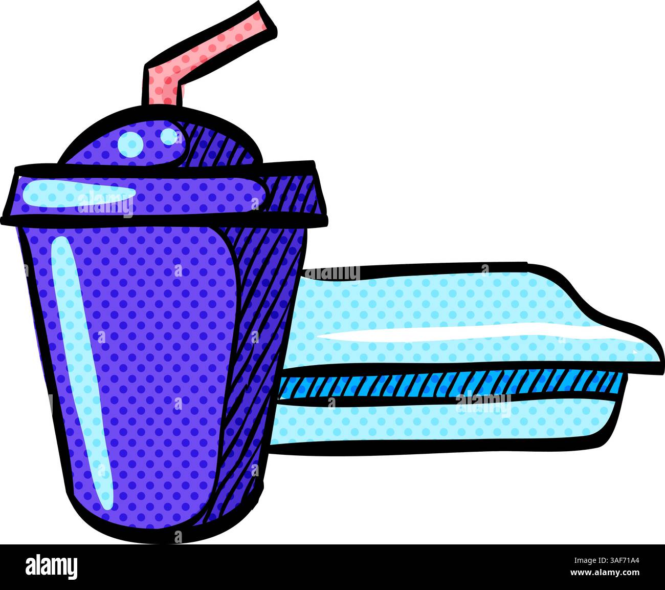 Soft drink halftone icon hand drawn color vector illustration Stock ...