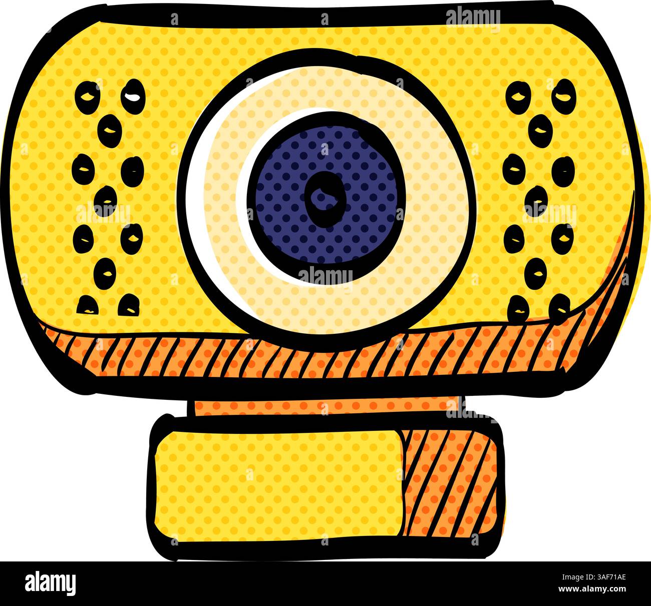 Webcam halftone icon hand drawn color vector illustration Stock Vector