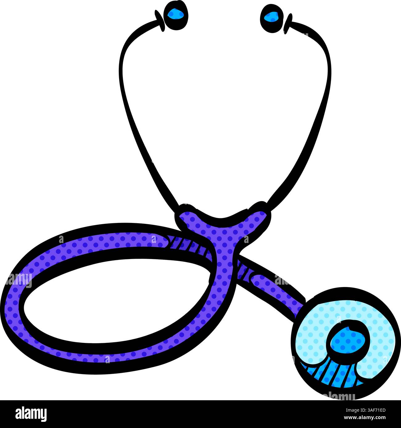 stethoscope-halftone-icon-hand-drawn-color-vector-illustration-stock