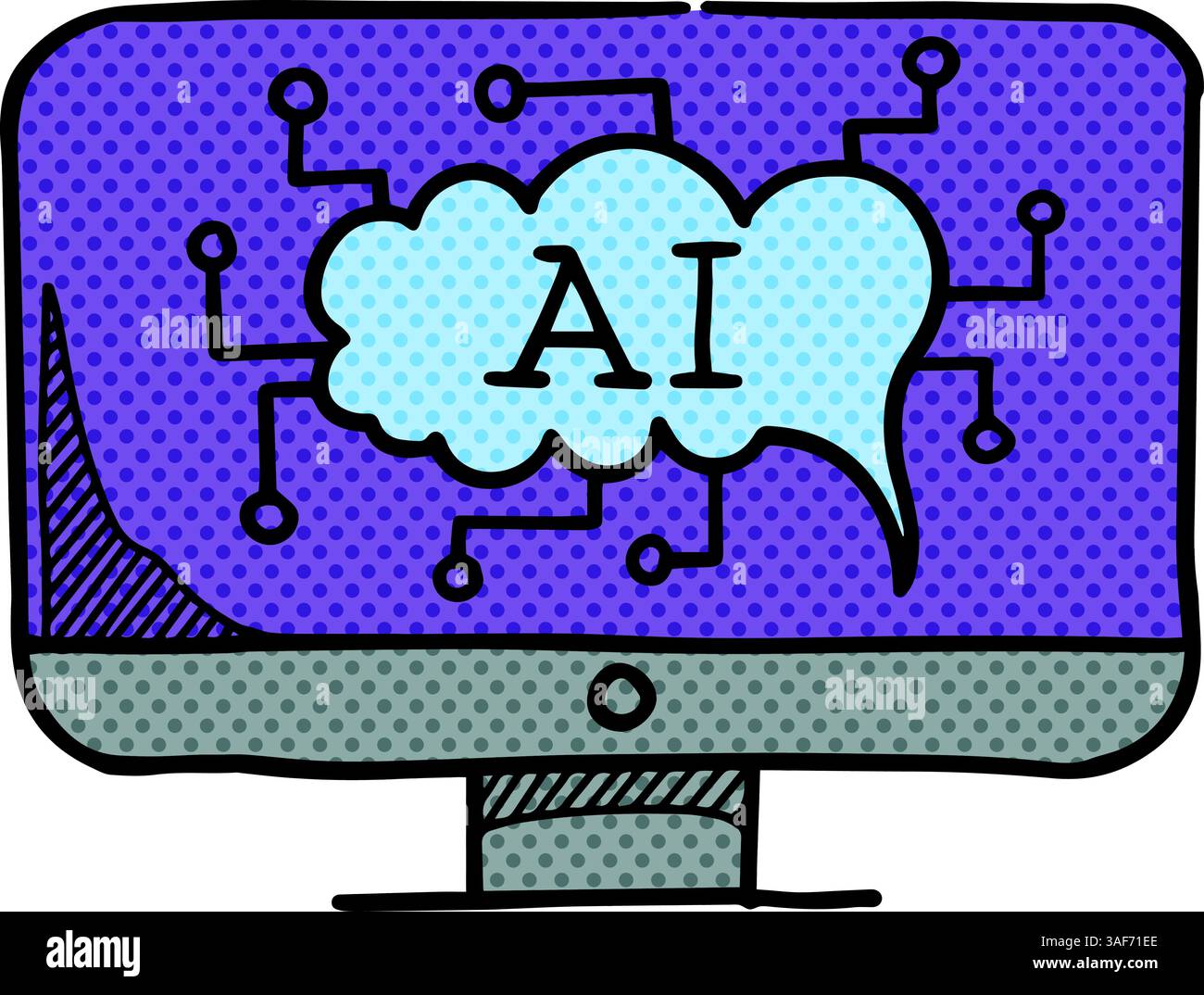 Artificial intelligence concept icon halftone color vector illustration Stock Vector