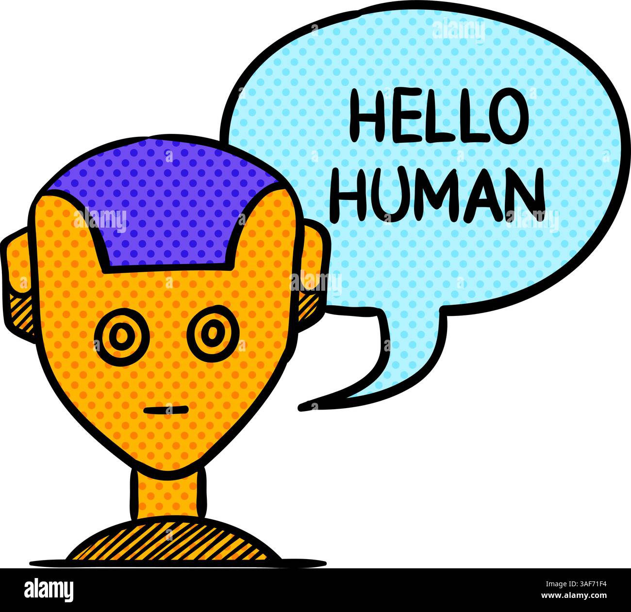 Artificial intelligence concept icon drawing halftone color vector illustration Stock Vector