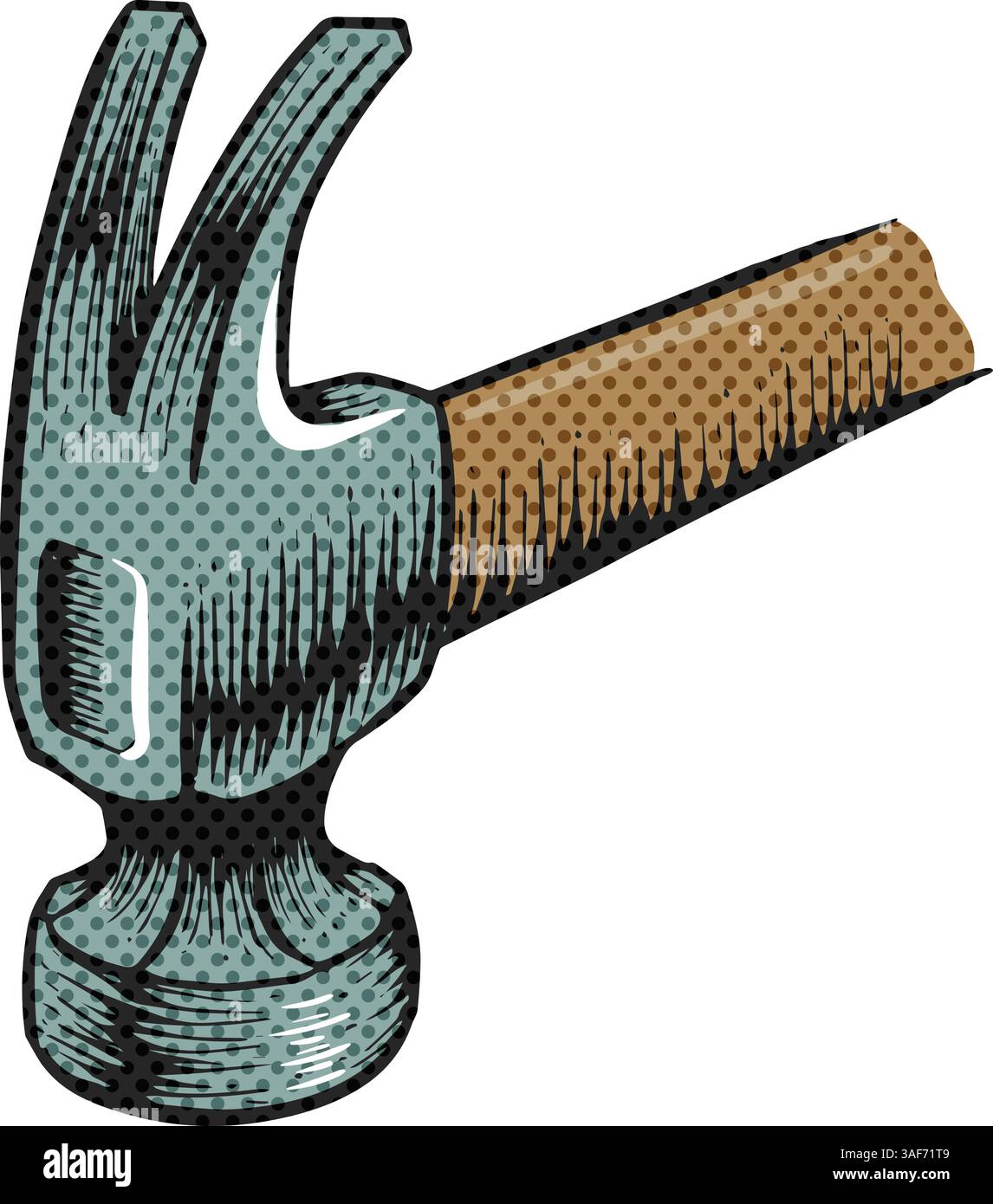 Claw hammer icon halftone color vector illustration Stock Vector