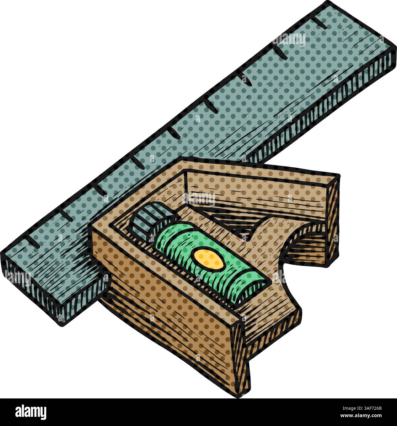 Ruler icon halftone color vector illustration Stock Vector