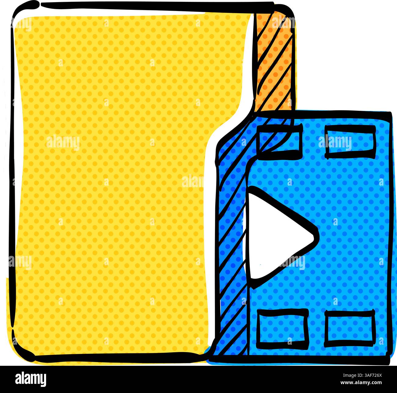 Movie folder halftone icon hand drawn color vector illustration Stock ...