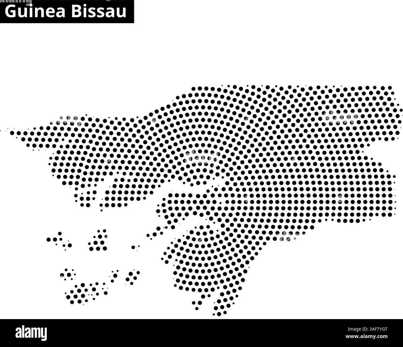 This visual showcases a dotted outline of Guinea Bissau, emphasizing ...