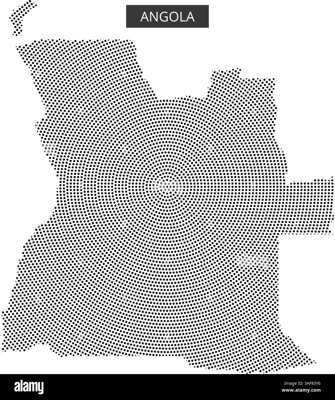 A detailed outline of Angola is represented using dot patterns ...