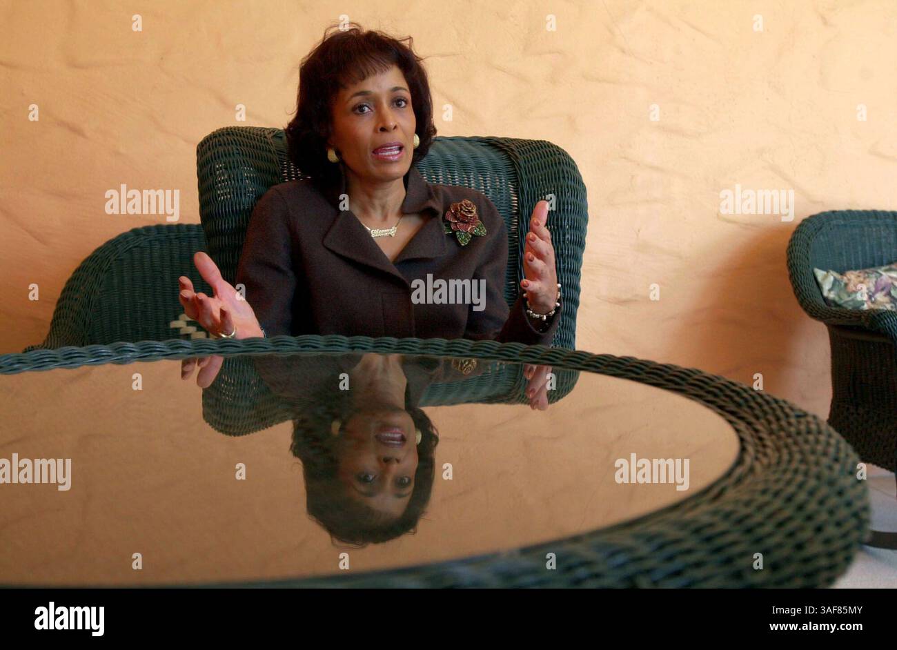 SP 119128 - - DELIVER TO: Floridian - - 3/8/2001 - - St. Petersburg - - CAPTION INFO: Faye Wattleton, president of the Center for Gender Equality in New York, recently talked to businesswomen in St. Petersburg about women's issues. Always fashionable, she wears a necklace reading ''Mommy'' a gift from her daughter, to give her ''ghetto chic.'' Times Photo by: Bill Serne (Credit Image: St Petersburg Times/ZUMAPRESS.com) Stock Photo