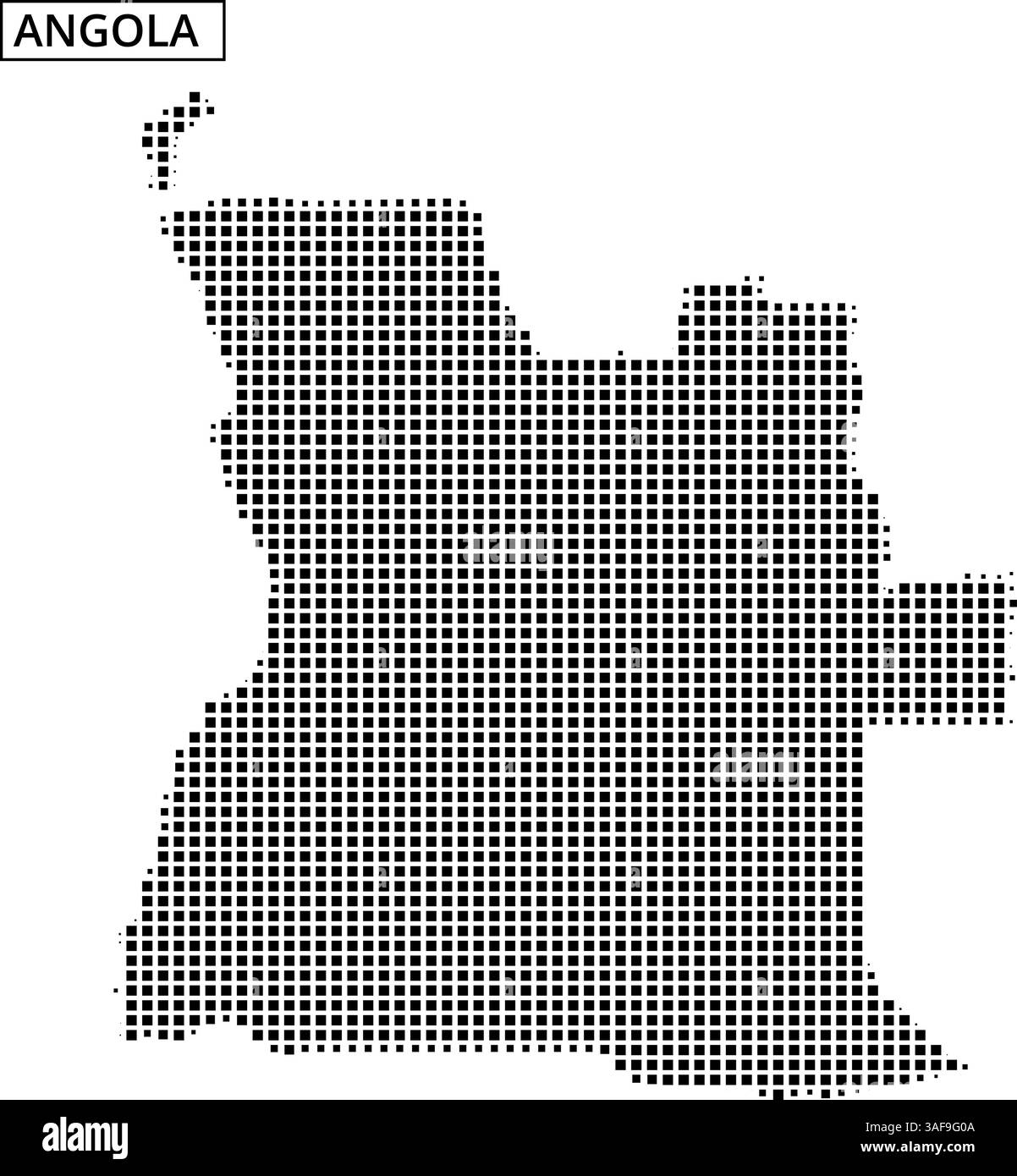 A detailed outline of Angola is represented using dot patterns ...