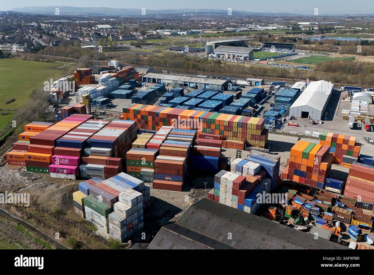 Hundreds of shipping containers at the Grangemouth Terminal near ...