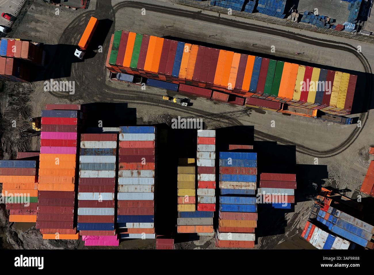 Hundreds of shipping containers at the Grangemouth Terminal near ...