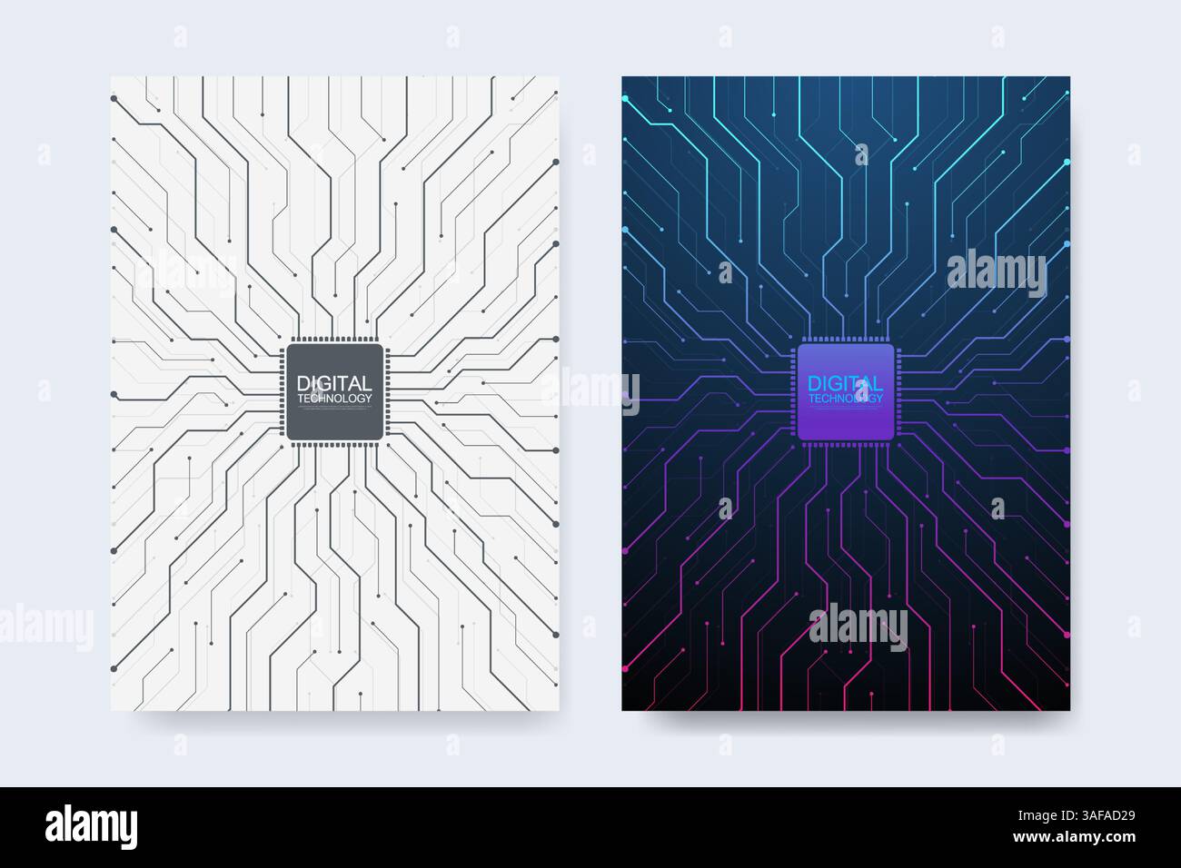 Abstract digital technology cover template design for a report and ...