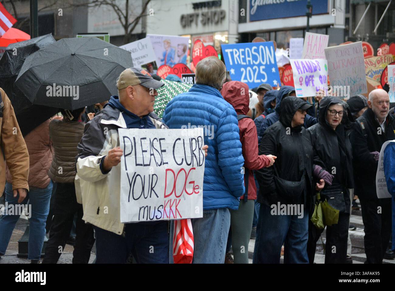 Hands Off rally against the Trump Administration and Elon Musk's DOGE ...