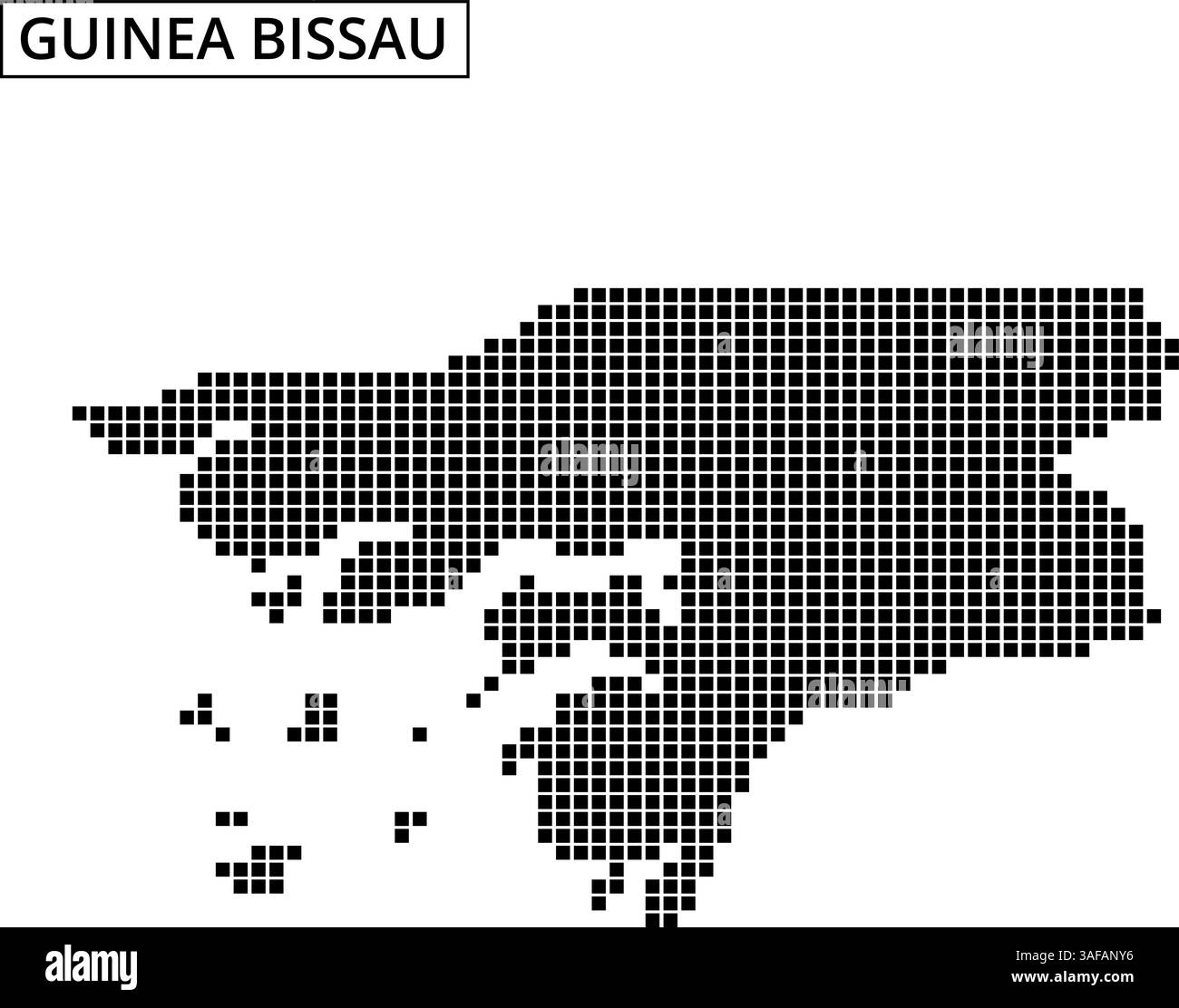 This visual showcases a dotted outline of Guinea Bissau, emphasizing ...