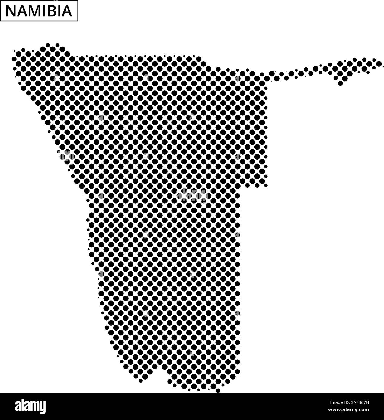 Artistic depiction of Namibia using a dot pattern to outline the country's shape and geographical features. Stock Vector