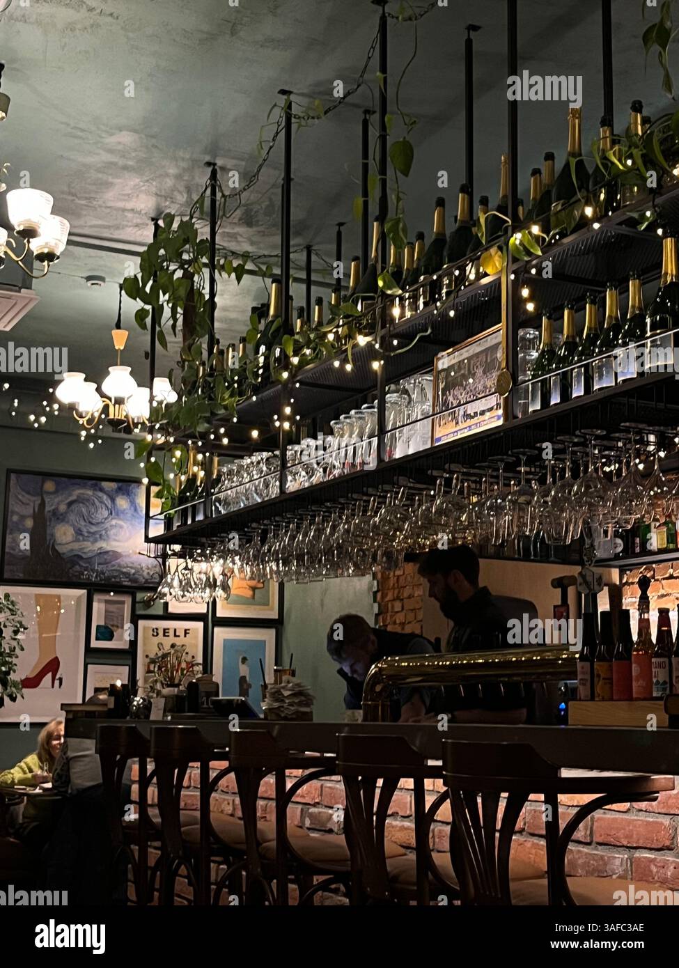 Romantic interior of a bar gives calming and relaxing vibes - Smartphone Captured Stock Image