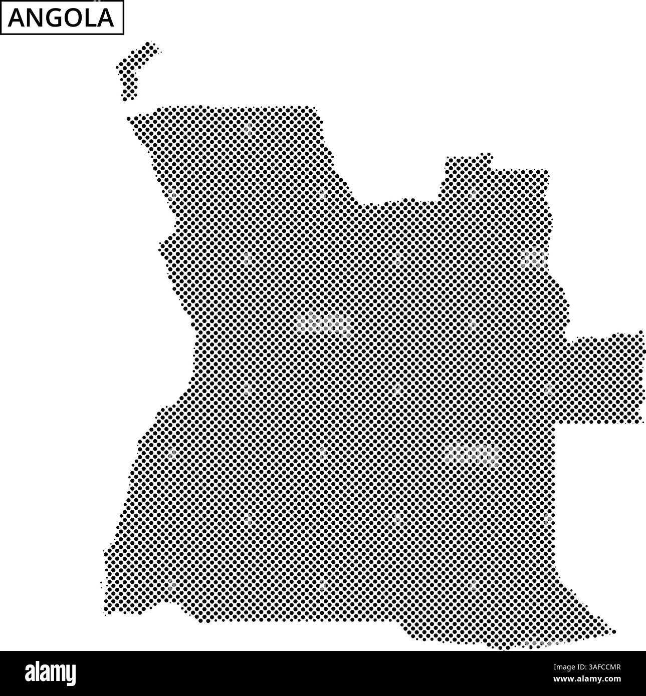 A detailed outline of Angola is represented using dot patterns ...