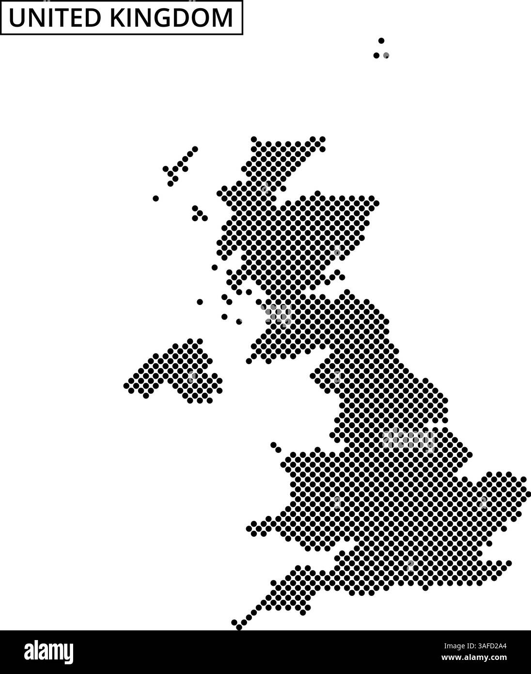 A dotted map outline of the United Kingdom showcases its geographical ...