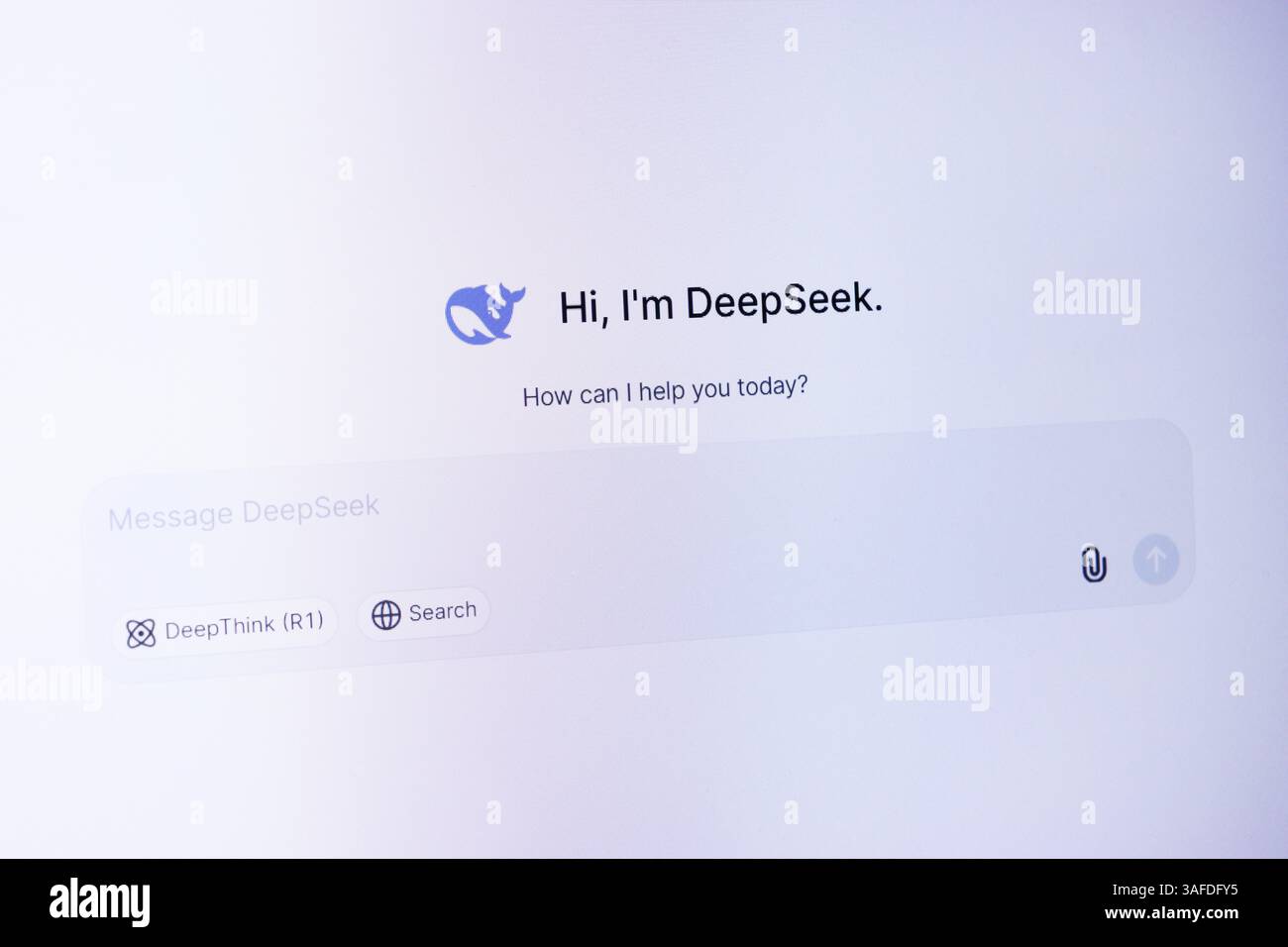 Ai chatbot interface: deepseek digital assistant for online communication. Stock Photo