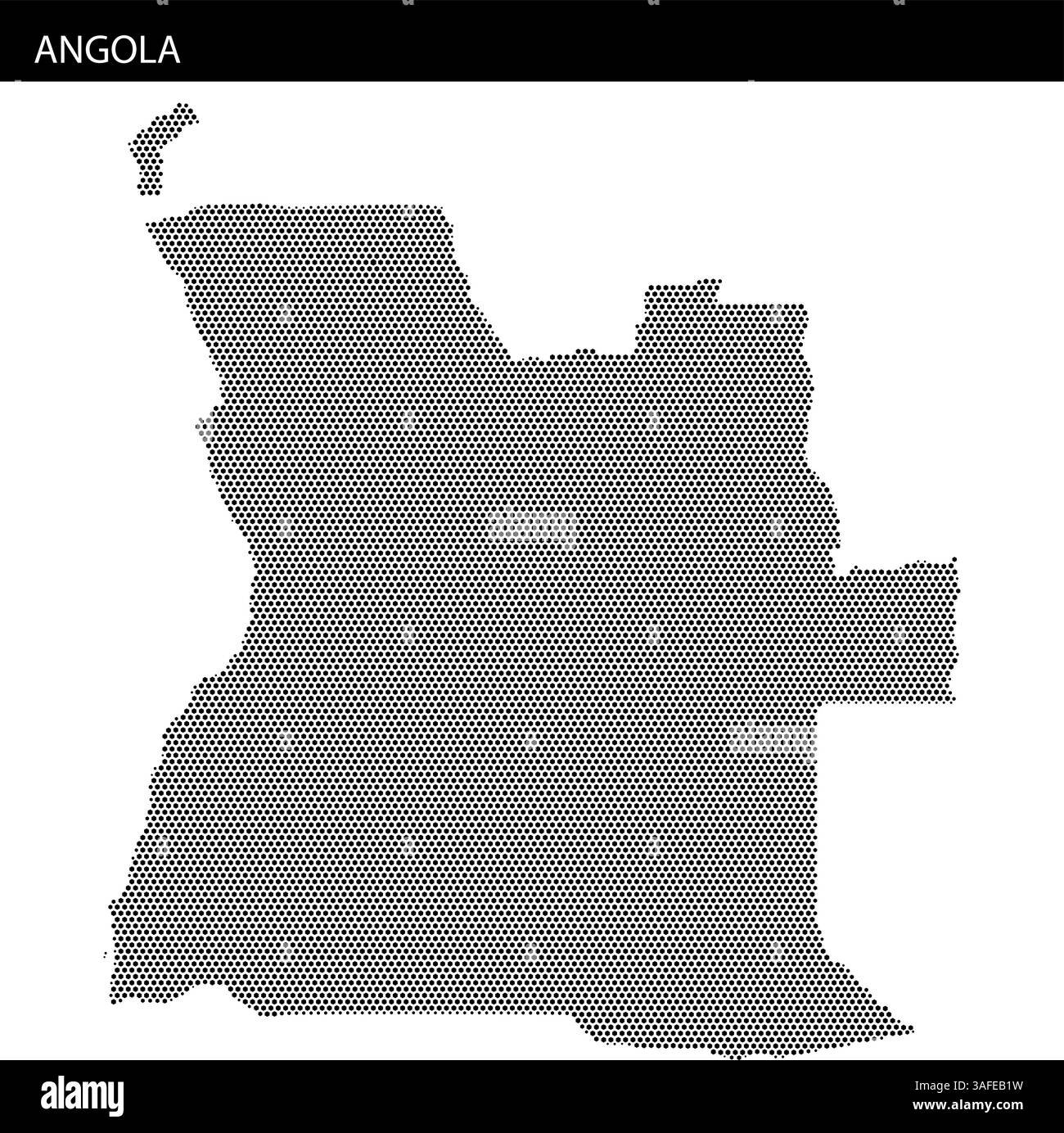 A detailed outline of Angola is represented using dot patterns ...
