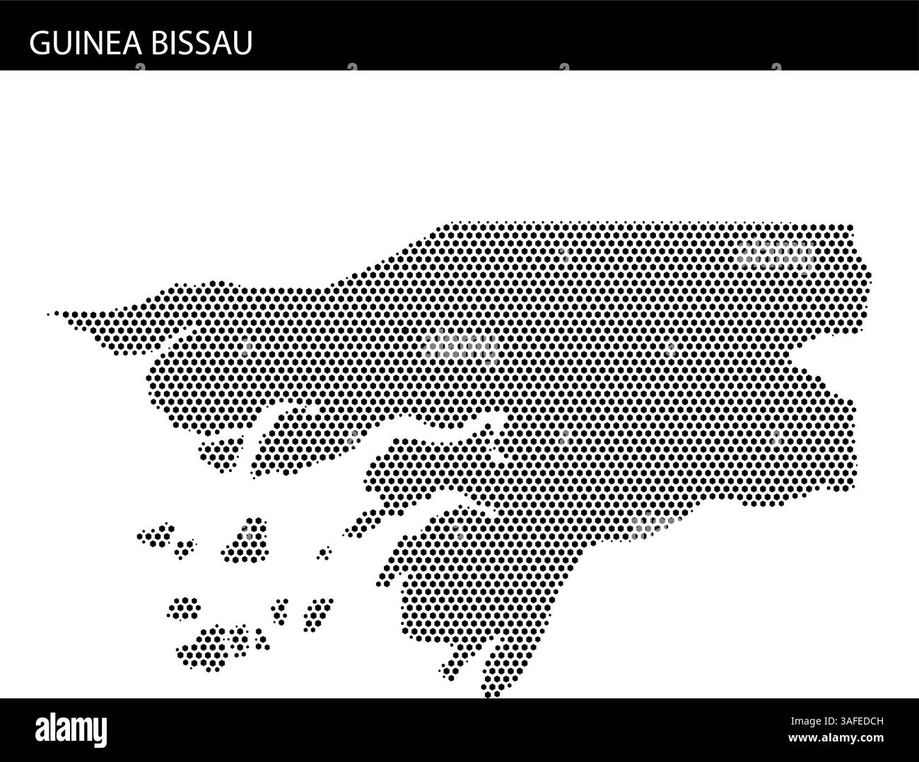 This visual showcases a dotted outline of Guinea Bissau, emphasizing ...