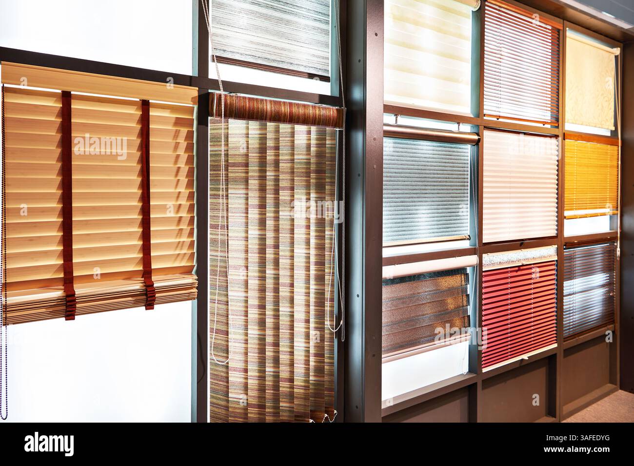 Blinds on windows in a household store Stock Photo