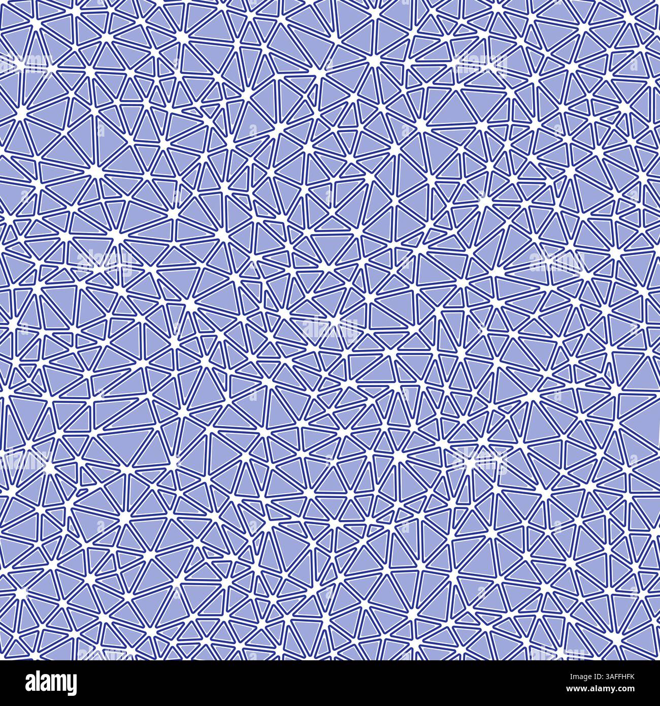 Mosaic triangles shapes background. Rounded solid shapes in frames. Small triangles size. One tone colored style. Repeatable pattern. Stock Vector