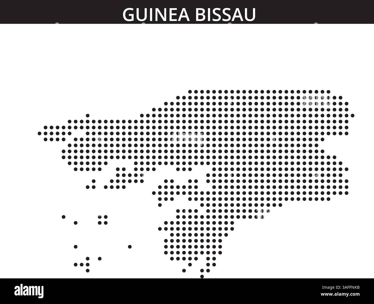 This visual showcases a dotted outline of Guinea Bissau, emphasizing ...